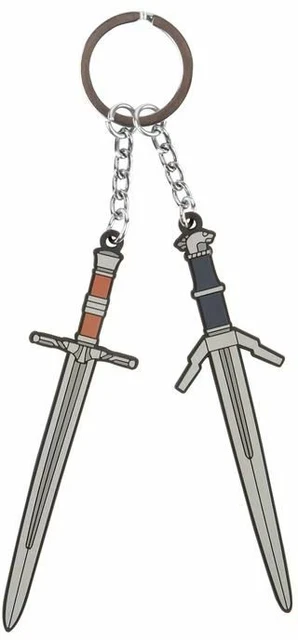 The Witcher 3 Steel n Silver Keychain Rubber Key Ring Jinx Swords Of Geralt