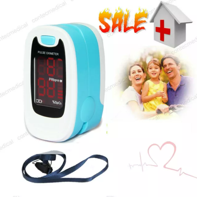 Finger Pulse Oximeter Blood Oxygen SpO2 tester Heart Rate Monitor, with Lanyard