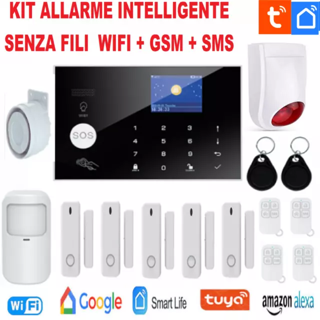 Allarme Wifi Smart Sirena Casa Fumo Acqua Gas Combinatore GSM SIM Telecamera