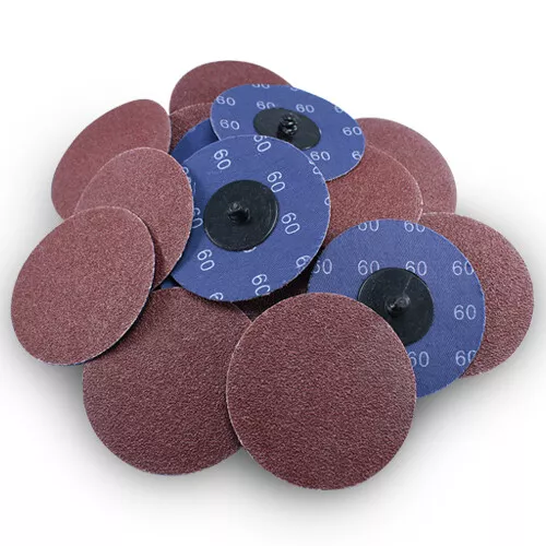 50 Pack - 3" 60 Grit A/O Quick Change Sanding Disc Black Hawk, Type R Roloc