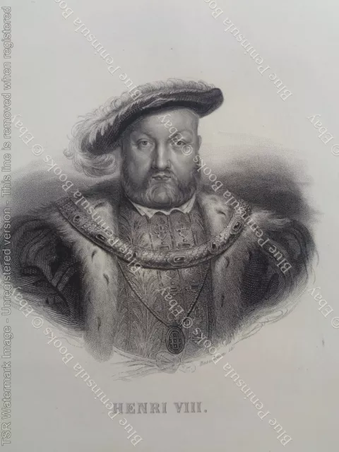 HENRI VIII ROI Henry Portrait Gravure ancienne XIXe Illustration Art Engraving