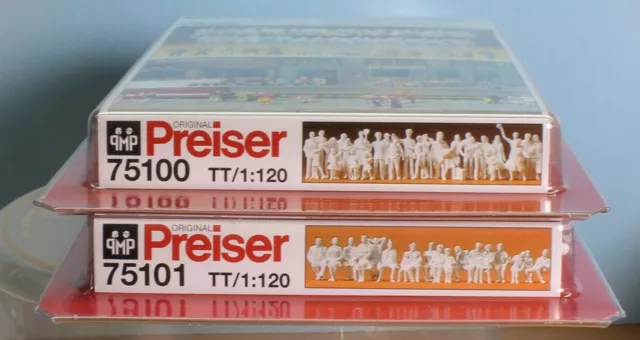 Preiser 75100 + 75101 , Spur TT / Maßstab 1:120, 111 unbemalte Miniatur-Figuren