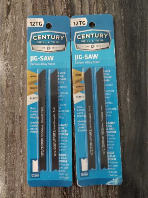 2 Packs Century Drill & Tool 06812 12TG Carbon Alloy Steel Jigsaw Blades