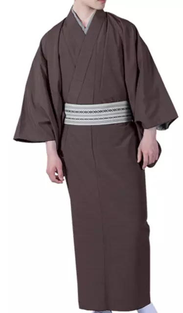 Japanese Men's Traditional TSUMUGI Hitoe Kimono Polyester Purple from JAPAN