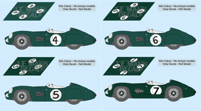 Decalcomanie Aston Martin DB4 GT Le Mans 1959, Numero 21, Per Modellismo Scale 1:32, 1:43, 1:24, 1:18