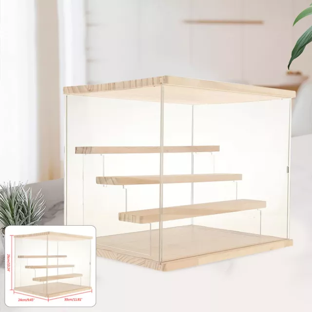 Clear Acrylic Display Case Countertop Box Organizer 4 Layer Dustproof Showcase