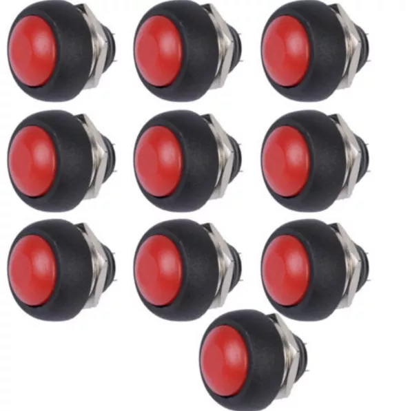 10 pcs Red 12mm Waterproof Momentary ON/OFF Push Button Mini Round Switch