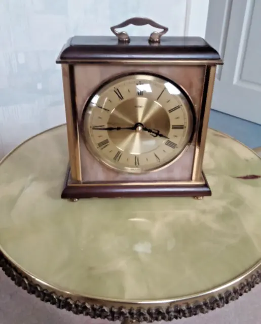 Vintage Metamec Clock  MANTEL /CARRIAGE Wood & Marble, Quartz ExcellentCondition