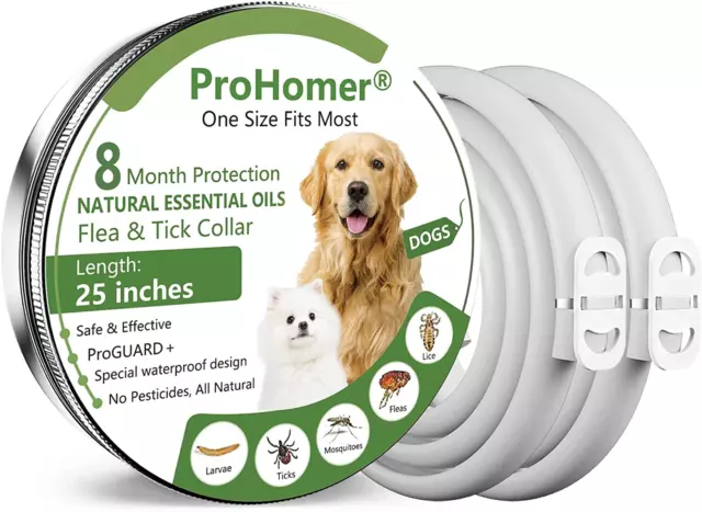 [2 PCS] Collare Antipulci Cane, Antiparassitario per Cani per Tutti i Tipi di Ca