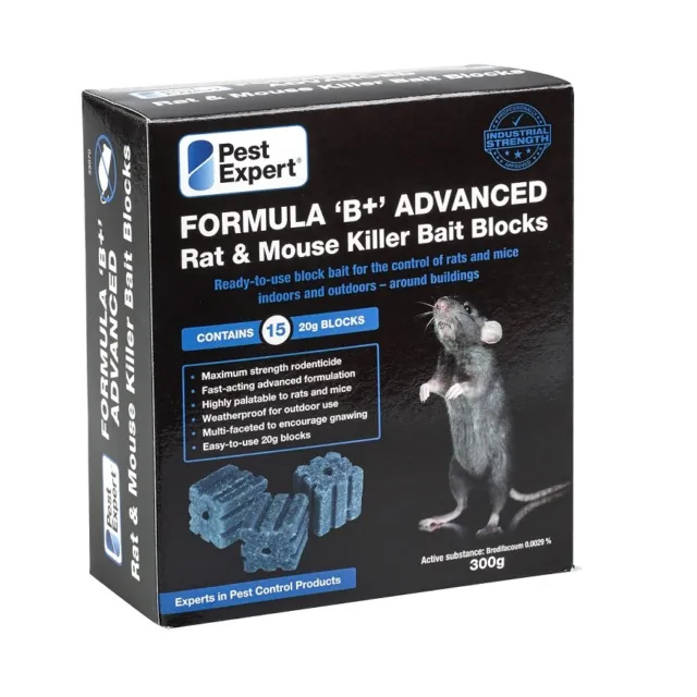 Pest Expert Rat & Mouse Poison Bait Blocks (300g) Max Strength 15 x 20g Blocks