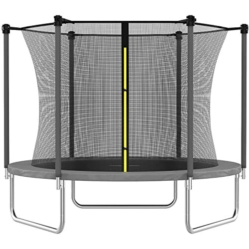 10 FT, 12 FT Trampoline for Kids, Trampoline with Enclosure Net, 8 FT Grey