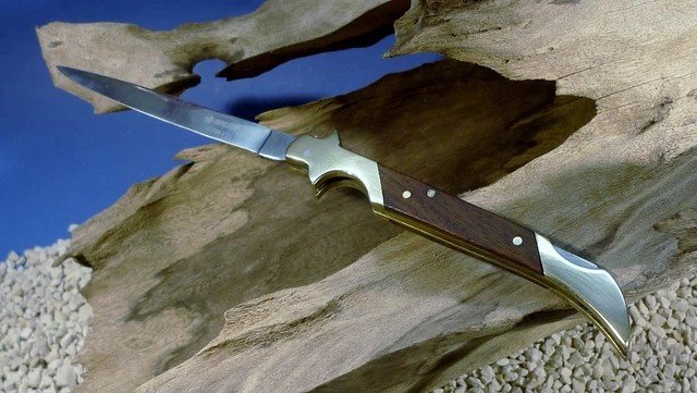 Coltello pieghevole Haller ""coltello da gentiluomo"" maniglia in legno, acciaio inox! Nuovo!