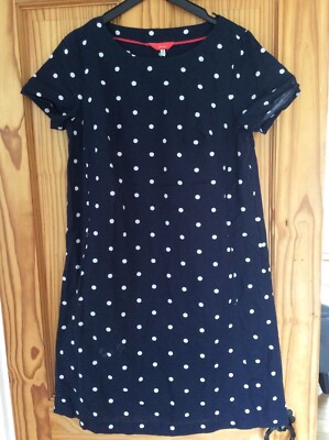 Joules - Navy Blue And White Spot Polka Dot Beth Dress With Pockets Size 8