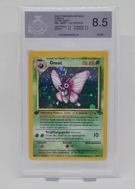 Pokemon Karte - Omot 13/64 Holo mit Swirl 1.Edition Dschungel PGS 8,5 DE !