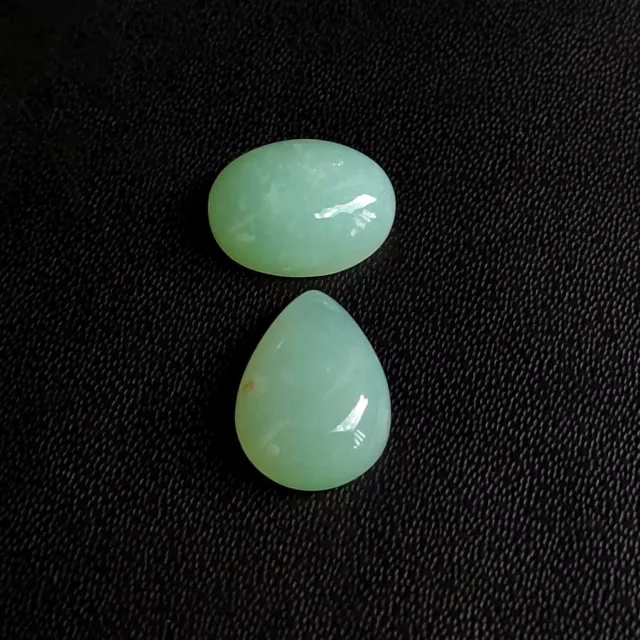 Vert Naturel Chrsoprase Cabochon en Gros Lot 2 Pièces Gemme 15 Carats #5441