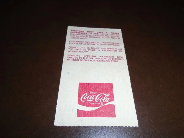 1990 Texas Tech At Arkansas College Football Ticket Stub 2