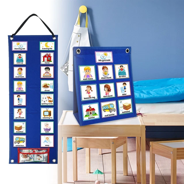 Visual Task Planner School KID VISUAL SCHEDULE Visual Planner Chore Chart with 70 Cards Children ...