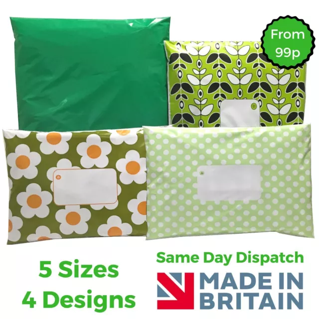 GREEN Mailing Bags Postage Poly Packaging Parcel Coloured - Polka Dot - Daisy
