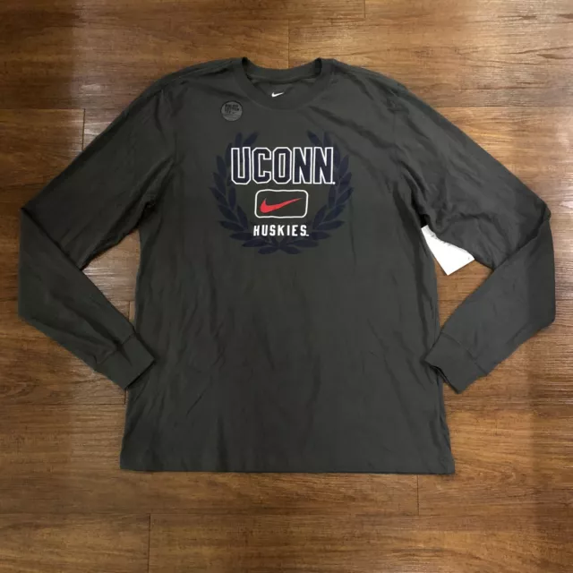 NEW Nike UCONN Huskies Long Sleeve T-shirt Grey Men’s Size Large L