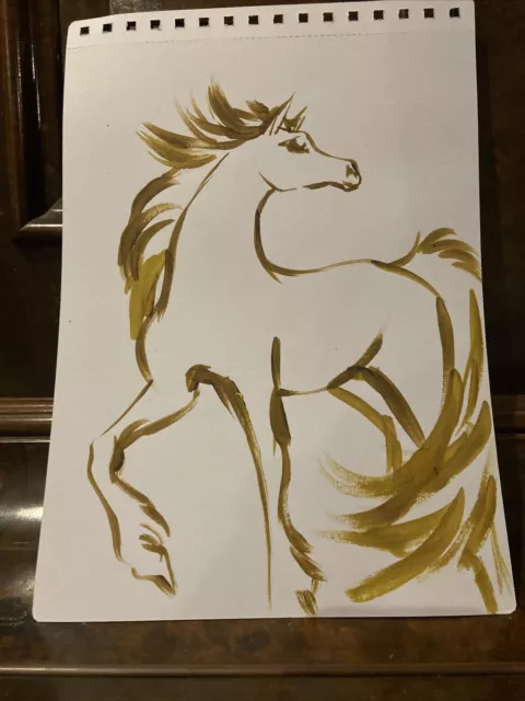 Sienna Mayfair Original Horse Art Signed Painting A4 THE LEAD MARE