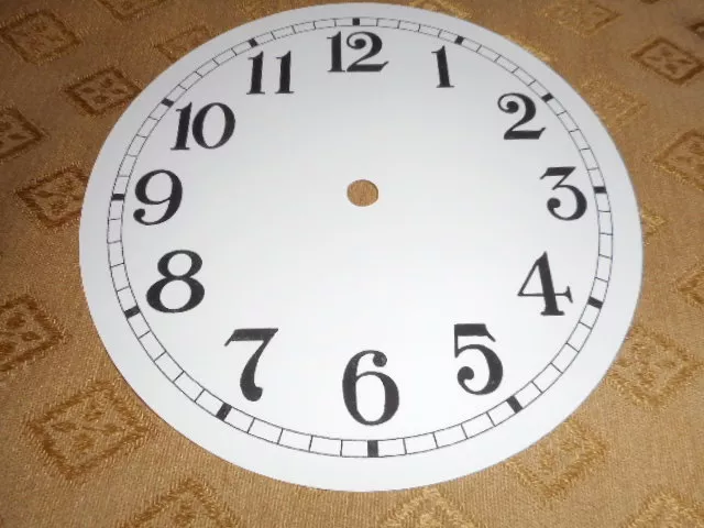 New Clock Dial Face Paper Card    1 3/4" Minute Track  Gloss White Round Arabic