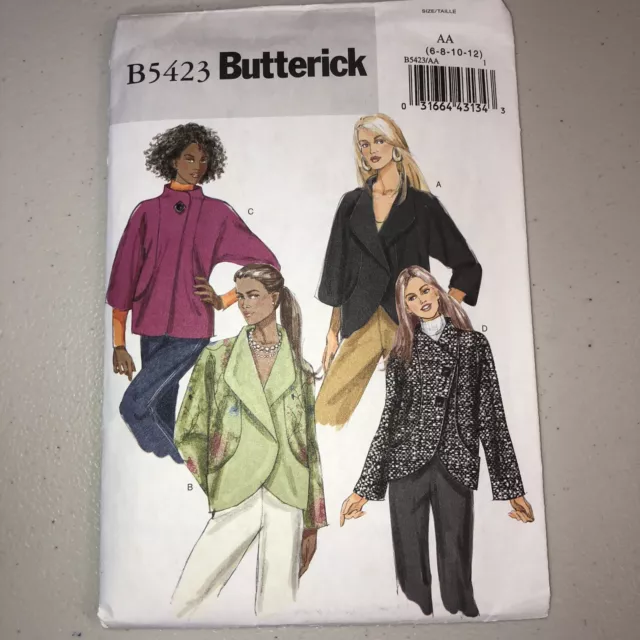 Butterick Sewing Pattern B5423 Misses Jackets 2009 UNCUT Lined Loose Fit