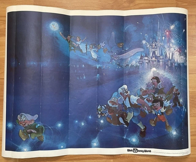 1980 Walt Disney World Poster Vintage Castle Pinocchio Presented by Coca Cola