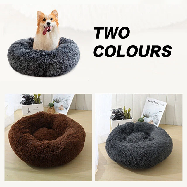 Donut Plush Pet Dog Cat Bed Fluffy Soft Warm Calming Bed Sleeping Kennel Nest