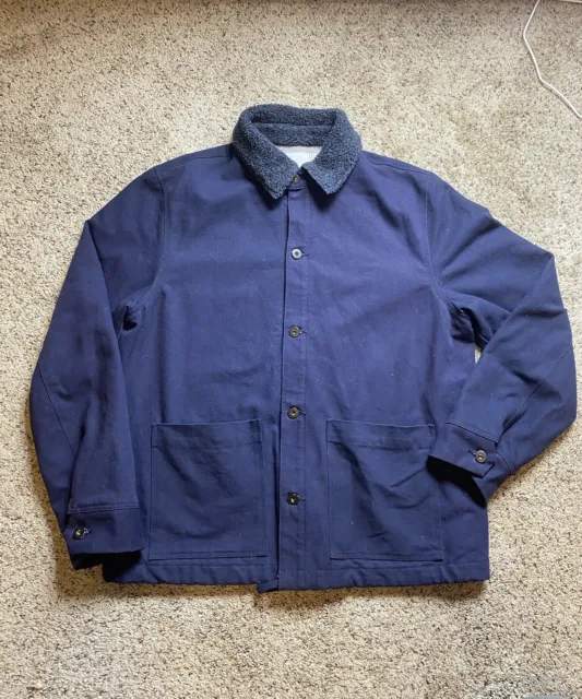 Save Khaki United Men’s Navy Blue Flannel Lined Cotton Home Work Jacket Size M