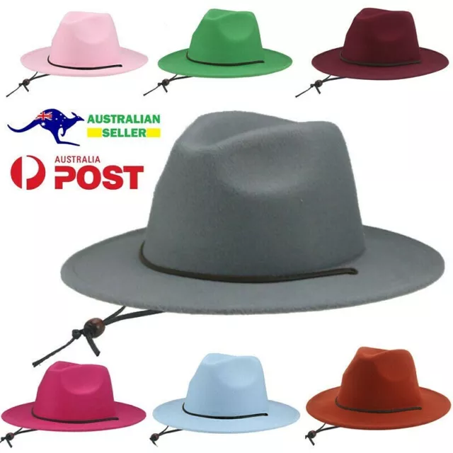 KIDS Fedora Hats Wide Brim Sun Hat for Boys Girls Felt Fedora Sun Hat Chin Strap