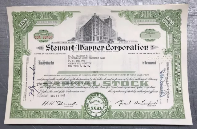 20er-Paket 🔥Stewart-Warner Corporation * diverse Shares * 1960er * 063