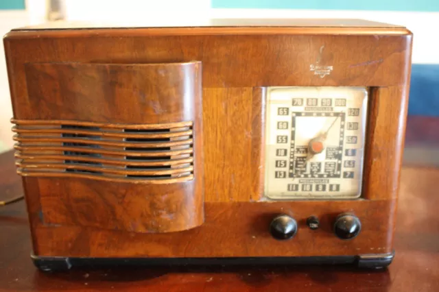 Vintage Emerson 1930'S Wood Tube Radio Model 7Jp-221 Turns On Ingraham Cabinet
