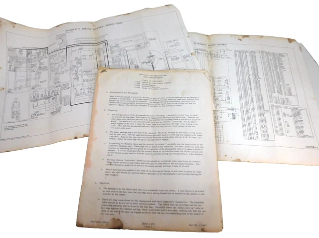 Wurlitzer Model 2204 Phonograph Installation Instructions, Schematics, Wiring