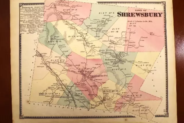 1869 Antique Beers Atlas Map-Shrewsbury-Rutland County, Vermont-Hand Colored