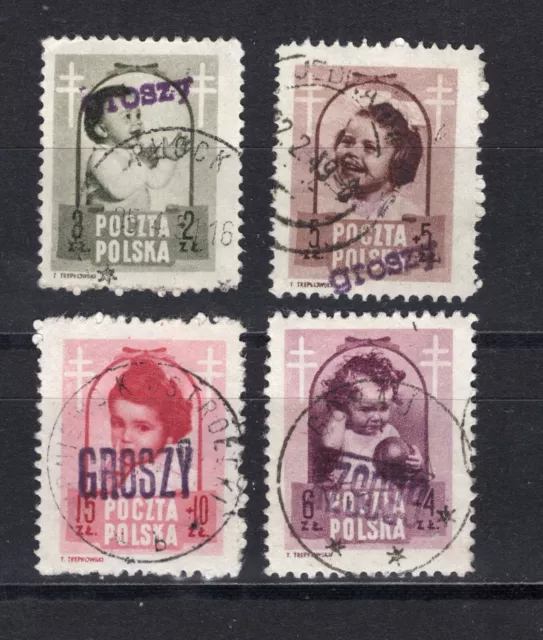 Poland 1950 Groszy Ovpt On Scott B59-B62 Scott Michel 613-16 Vfu