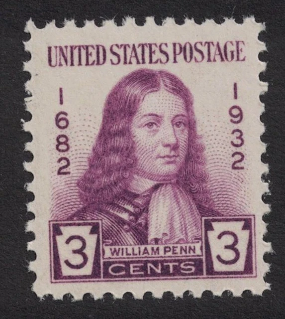 Scott 724- MNH- William Penn, Pennsylvania 250 Years- 3c 1932- unused mint stamp