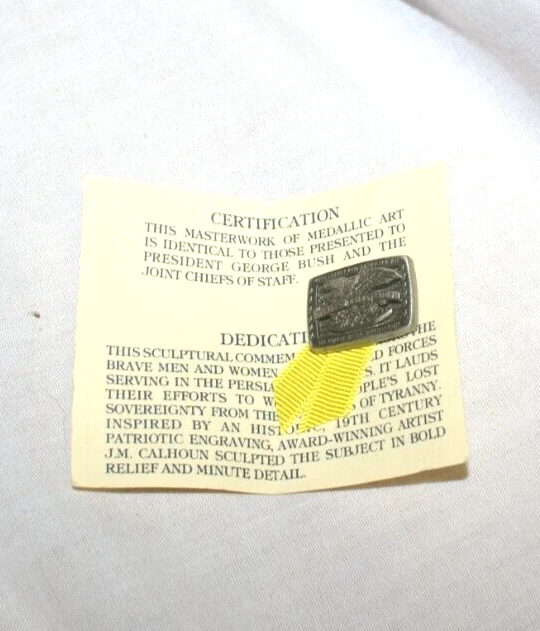 Op Desert Storm Pewter Pin w/ Yellow Ribbon Show Your Support Wear Your Pride