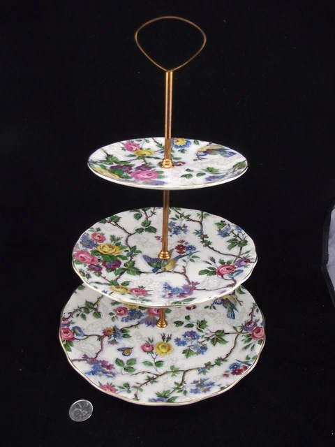 Royal Staffordshire Ceramics Bird Chintz 3 Tier Cookie Lorna Doone