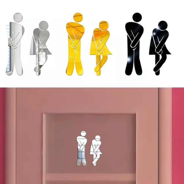 Toilet Sign Sticker Decal Bathroom Restroom Men Women WC Door Gender Funny Vinyl