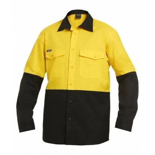 King Gee Work cool 2 Spliced Shirt Long Sleeve K54870 Yellow Black