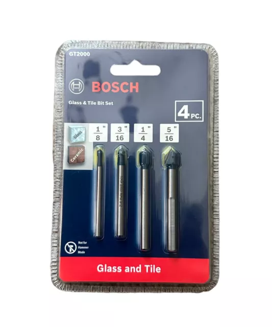 NEW BOSCH glass and tile bit set 4 Pc (GT2000)