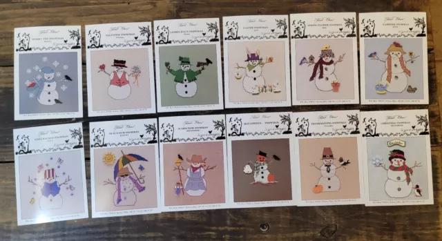 12 Sigrid Designs Cross Stitch Patterns Snowman 12 Months Thimb-Elena Christmas