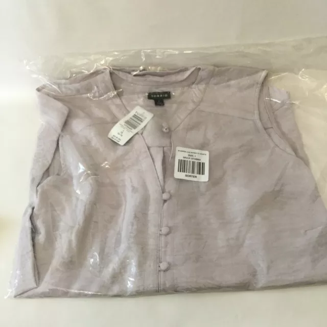 Torrid Size 1 Harper Lilac Purple Gauze Button Front Tunic Tank NEW NWT