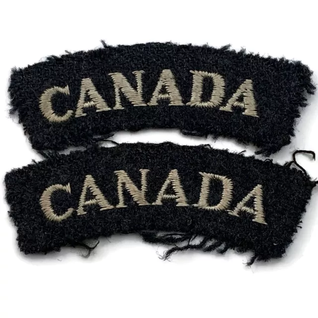 WW2 Canadian Royal Air Force RAF CANADA Cloth Shoulder Title Badge Flash PAIR
