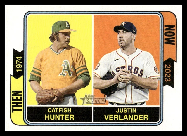 2023 Topps Heritage Then Now TAN-14 Justin Verlander - Catfish Hunter