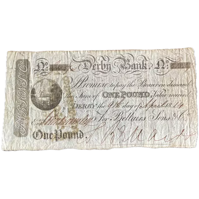 Derby Bank 1814 £1 banknote GF Outing 673d