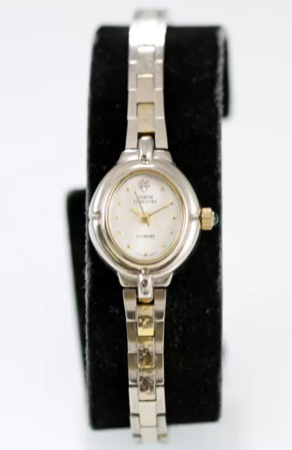 Sarah Coventry Femme Montre Acier Inoxydable Argent Or Wr Batterie Blanc Quartz