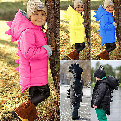 Toddler Kids Baby Girls Boys 3D Dinosaur Hooded Parka Puffer Jacket Winter Coat