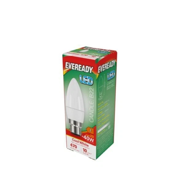 2/6/12 x Eveready LED Candle B22 BC Bulbs | 470Lumens 4.9W 4000K | Cool White