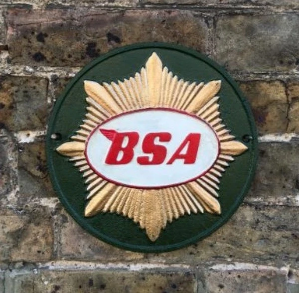 BSA Gold Stern Grün Gusseisen Garage Mann Höhle Werbung Wandschild Schild 25cm 2
